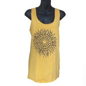 Bellelily Golden Yellow Mandala Vintage Style Racerback Pull On SummerTop XL